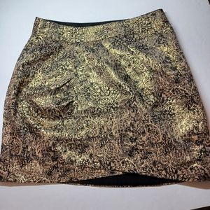Sparkle & Fade ultra mini skirt gold and black size 6 lined draped metallic